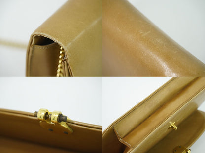 Dior Leather Chain Shoulder Bag Pochette Beige — view 7