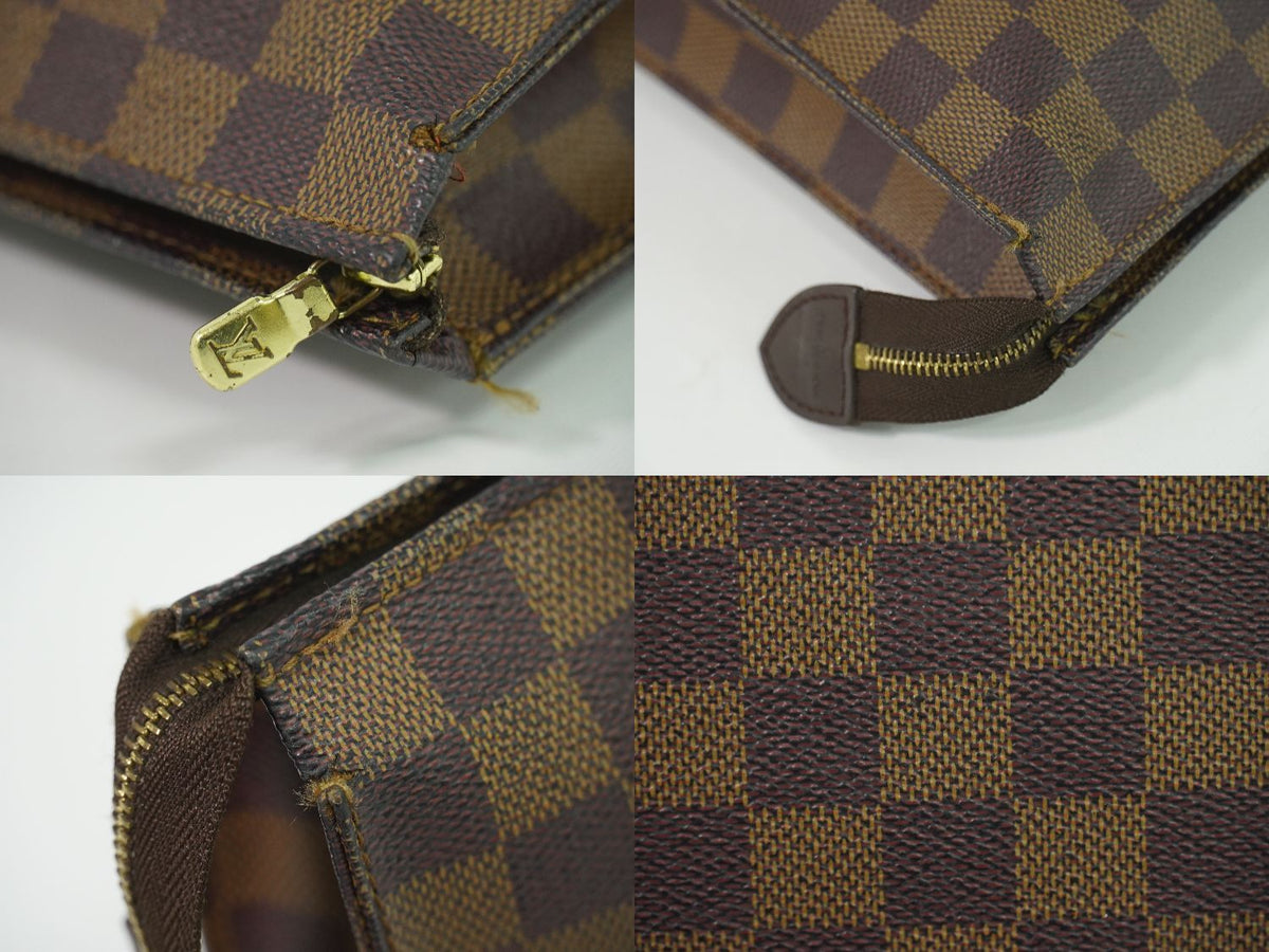 Louis Vuitton LV Poche Toilet 26 Damier Ebene Pouch Clutch Brown — view 6