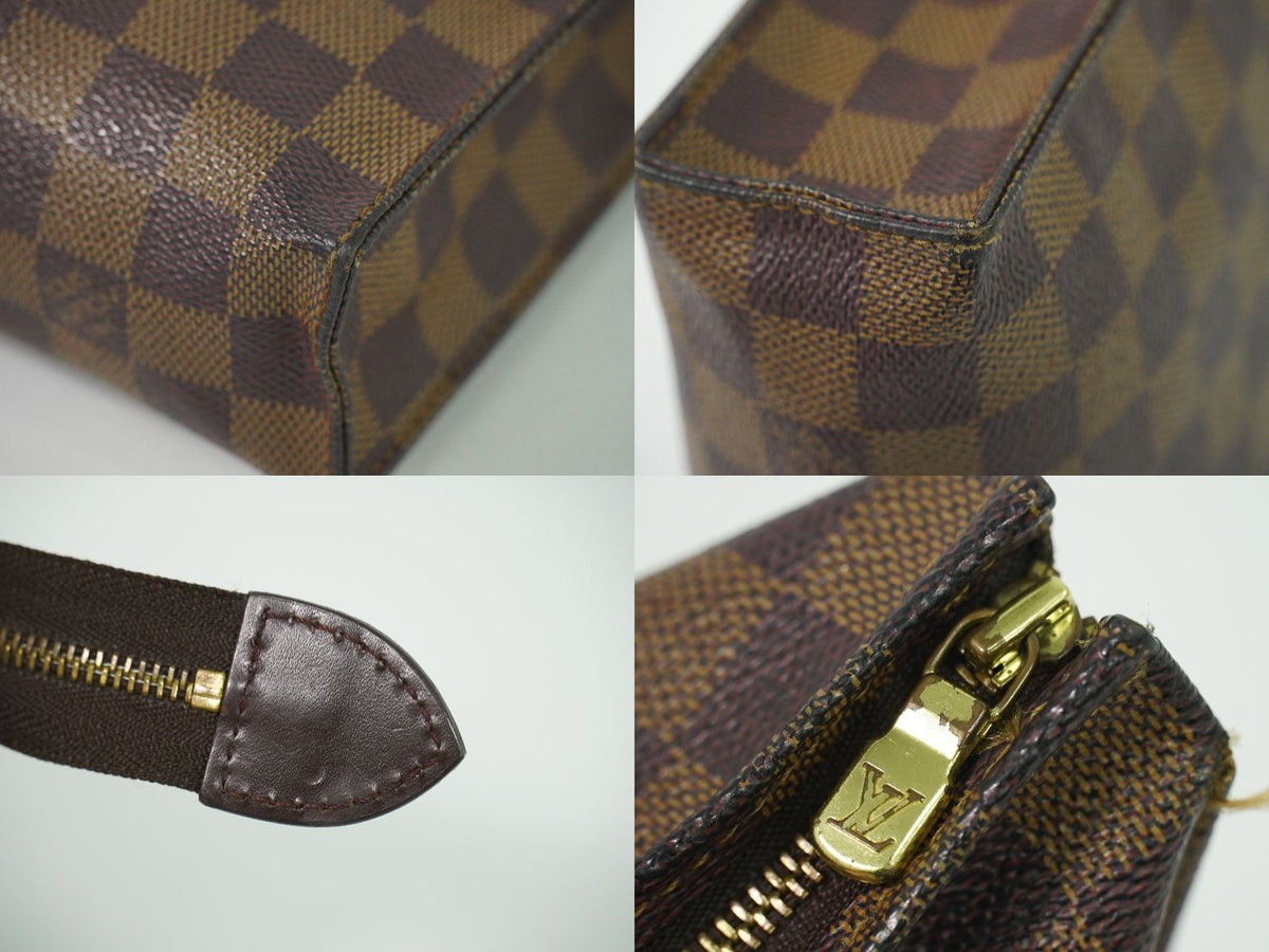 Louis Vuitton LV Poche Toilet 26 Damier Ebene Pouch Clutch Brown — view 7