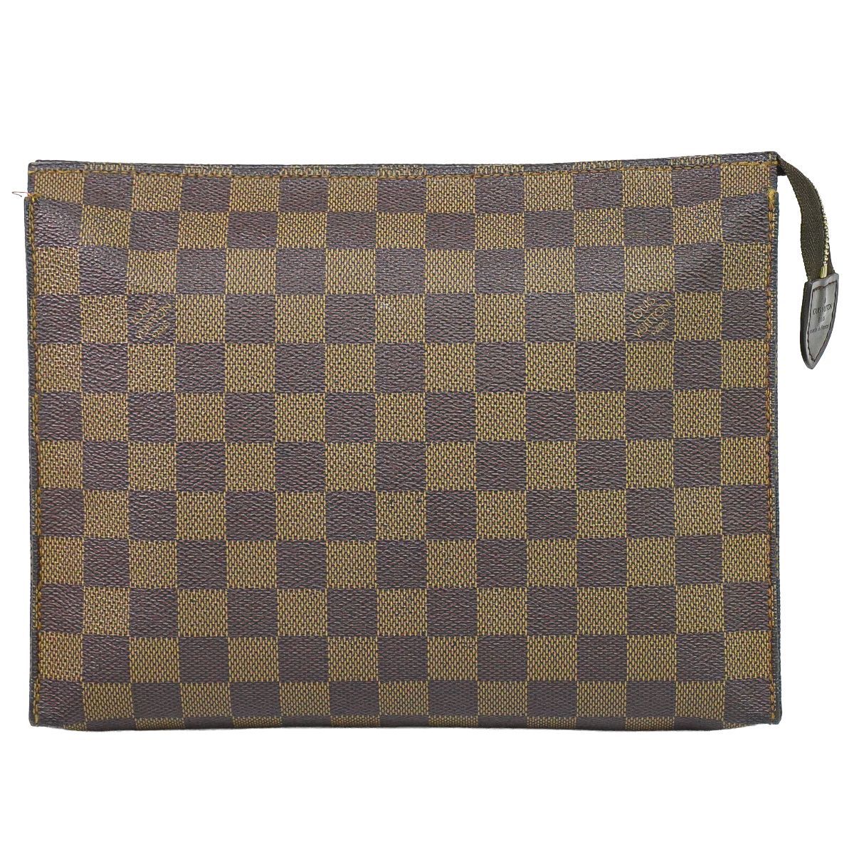 Louis Vuitton LV Poche Toilet 26 Damier Ebene Pouch Clutch Brown