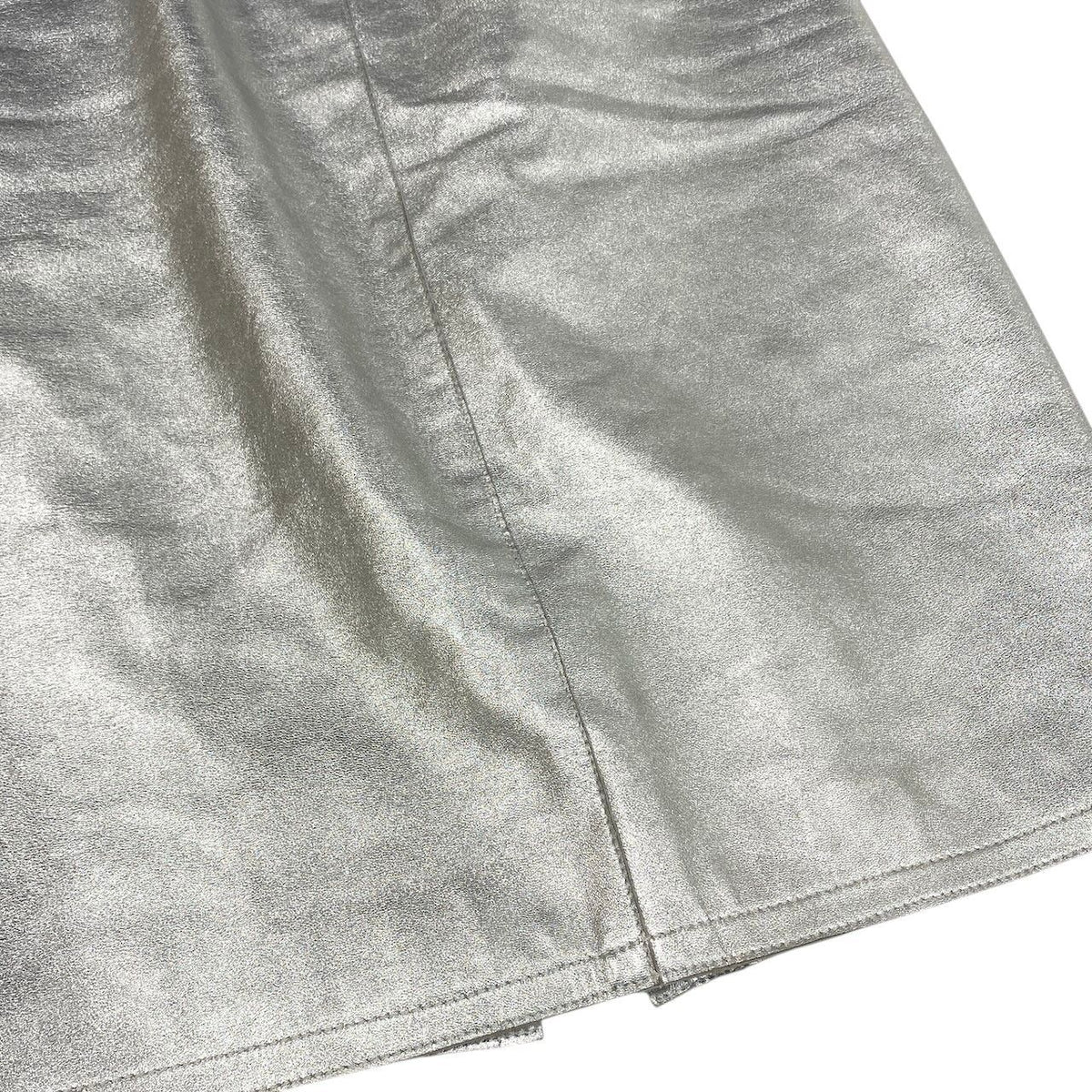 Chanel Leather Skirt Logo Plate Silver Lambskin 38 — view 5