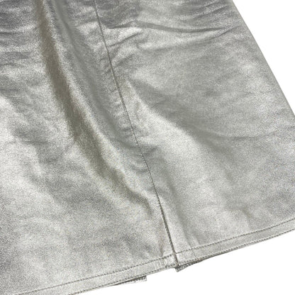 Chanel Leather Skirt Logo Plate Silver Lambskin 38 — view 5