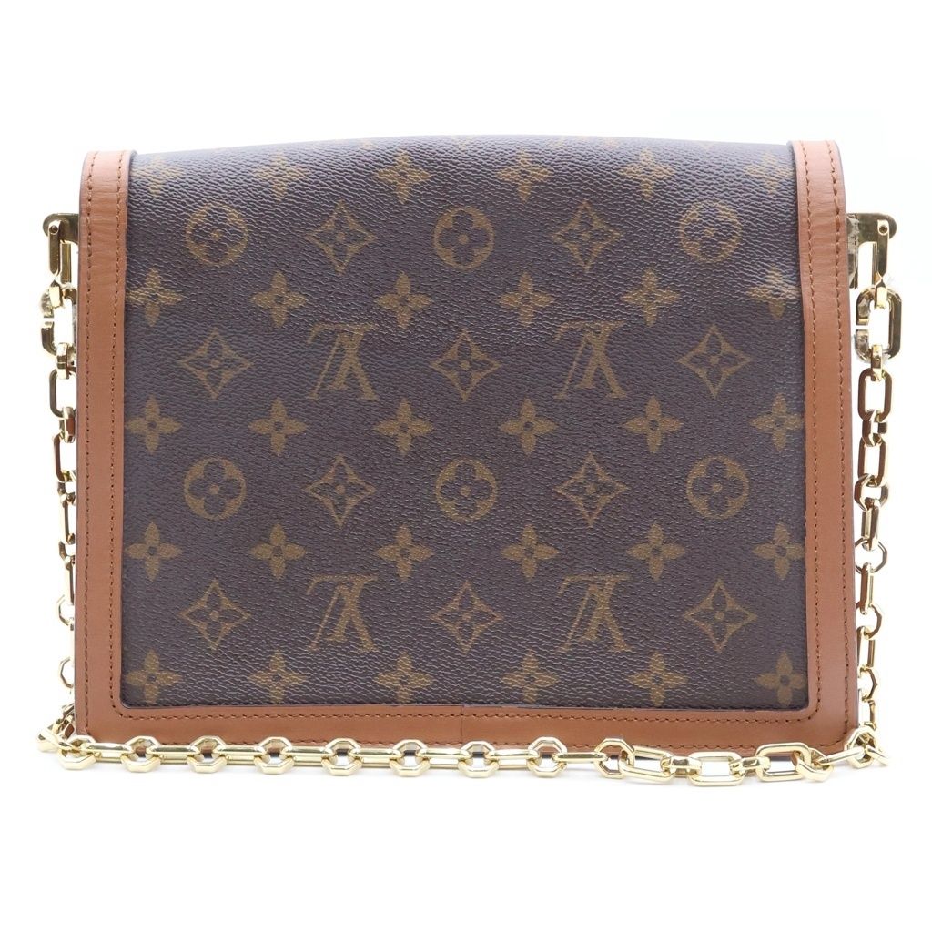 Louis Vuitton Monogram Reverse Dauphine MM 2-Way Shoulder Bag Brown Leather Gold — view 2