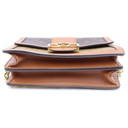 Louis Vuitton Monogram Reverse Dauphine MM 2-Way Shoulder Bag Brown Leather Gold — view 4