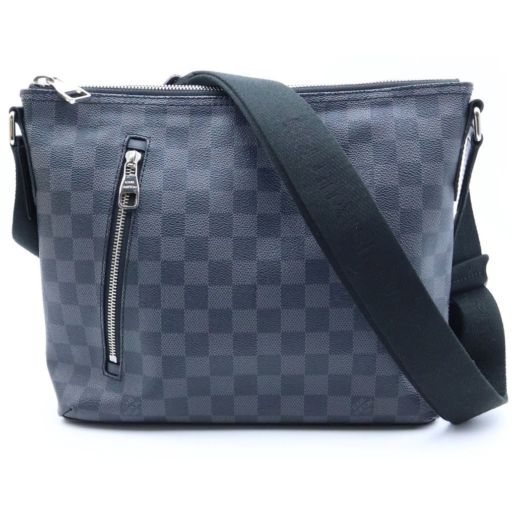 Louis Vuitton Damier Graphite Mick PM Shoulder Bag Black Leather Silver