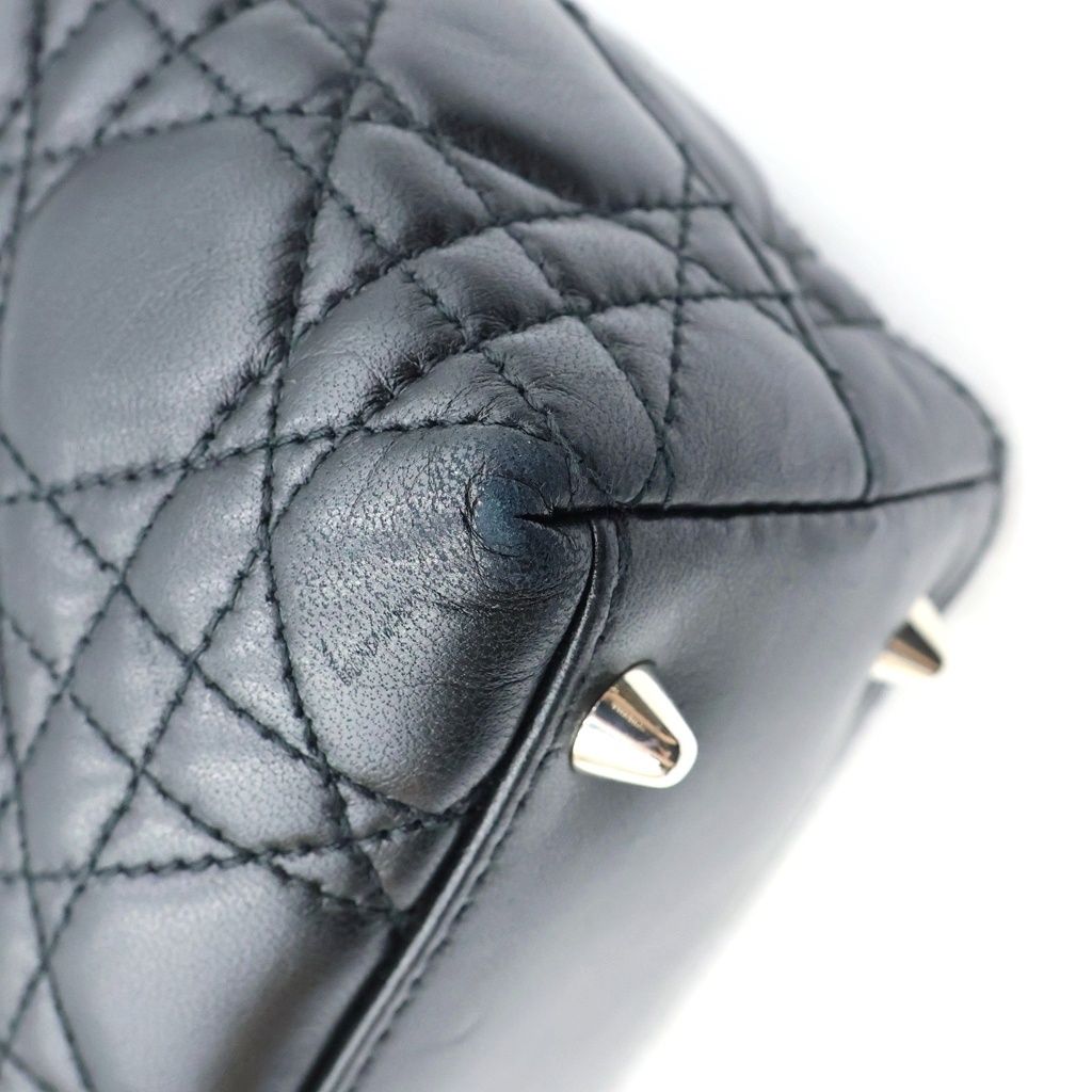 Dior Lady Cannage Tote Bag Black Leather Silver — view 5