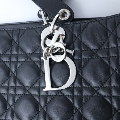 Dior Lady Cannage Tote Bag Black Leather Silver — view 7