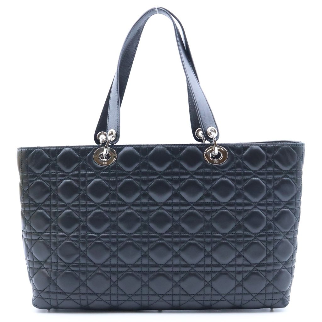 Dior Lady Cannage Tote Bag Black Leather Silver — view 2