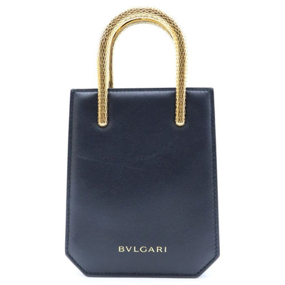 Bvlgari Serpentine Tote Bag 2-Way Shoulder Leather Black