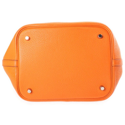 Hermes Picotin MM Handbag Orange Taurillon Clemence Silver — view 4