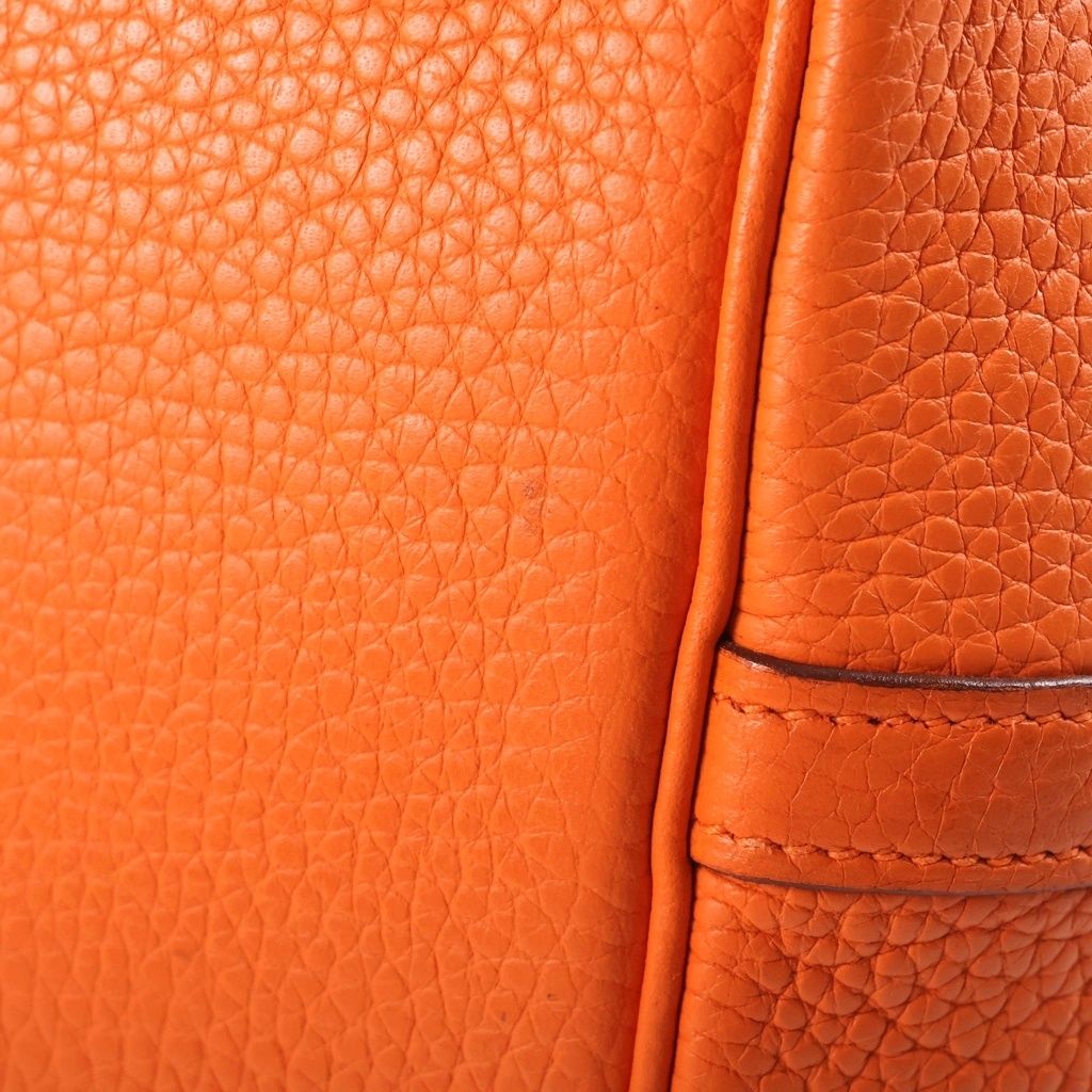 Hermes Picotin MM Handbag Orange Taurillon Clemence Silver — view 7