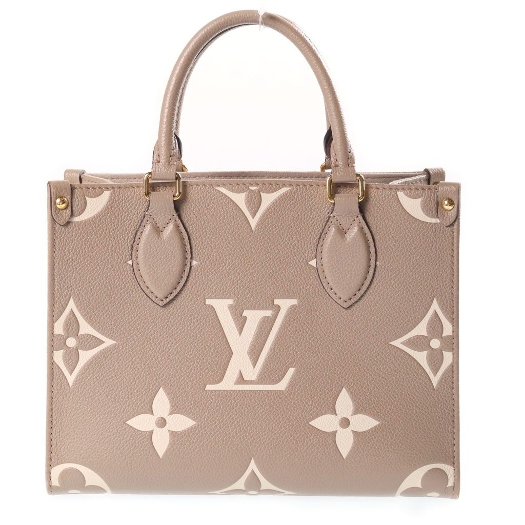 Louis Vuitton Monogram Empreinte On The Go PM 2-Way Shoulder Bag Beige Leather