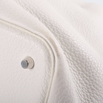 Hermes Picotin Lock MM Handbag Silver Taurillon Clemence White Stamp — view 5