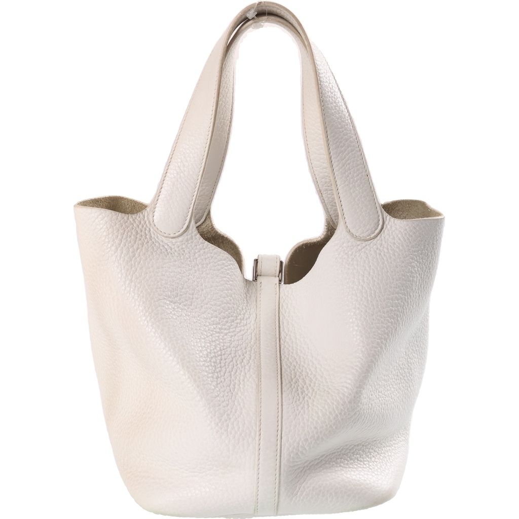 Hermes Picotin Lock MM Handbag Silver Taurillon Clemence White Stamp — view 2