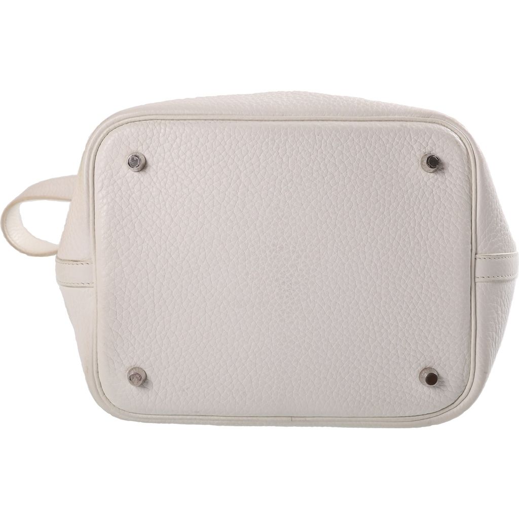 Hermes Picotin Lock MM Handbag Silver Taurillon Clemence White Stamp — view 4