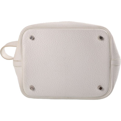 Hermes Picotin Lock MM Handbag Silver Taurillon Clemence White Stamp — view 4