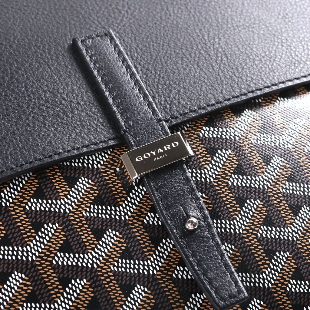 Goyard Crucier Messenger Bag Leather Black Brown — view 6