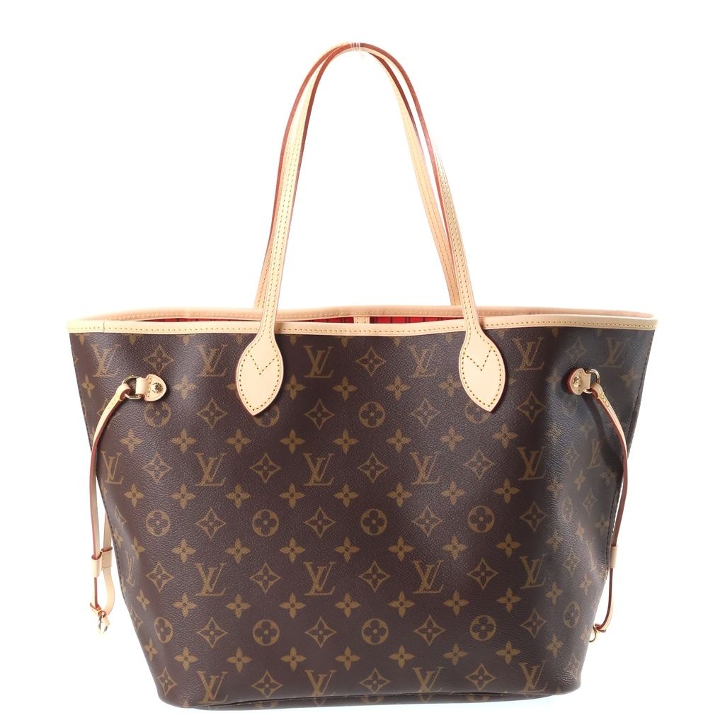 Louis Vuitton Monogram Neverfull MM Tote Bag Brown Leather