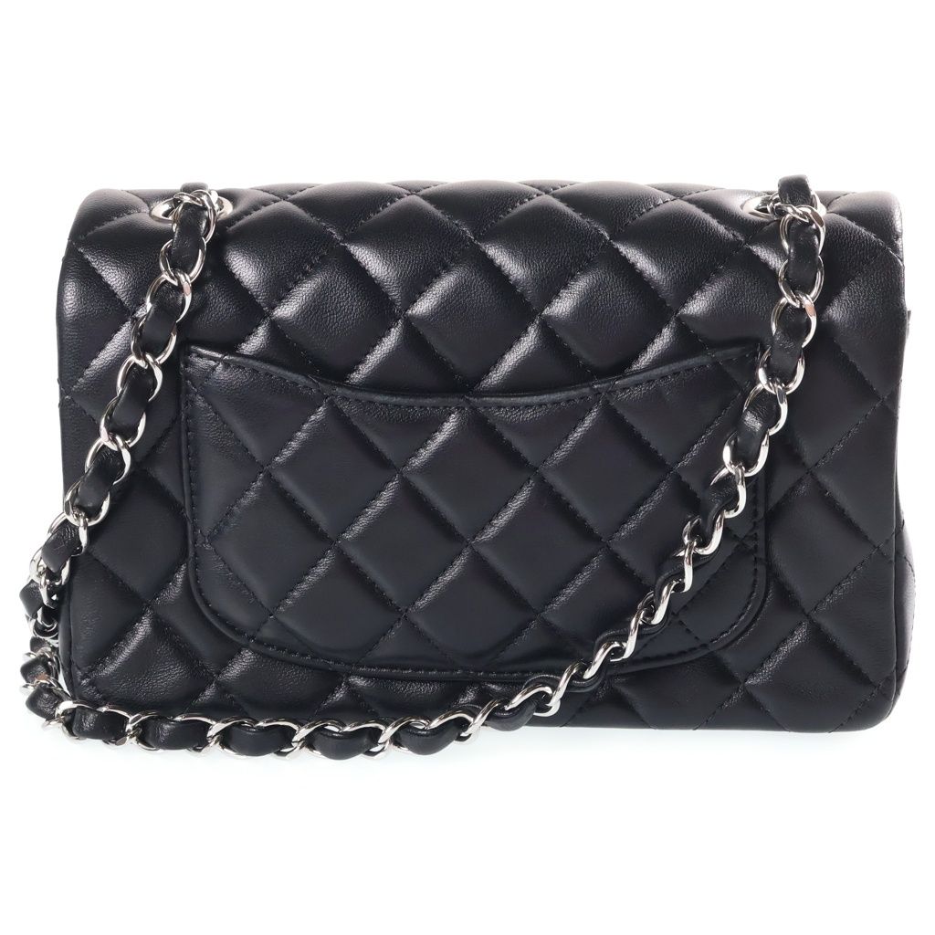 Chanel Mini Quilted 20 Lambskin Single Flap Chain Bag Silver Black — view 2