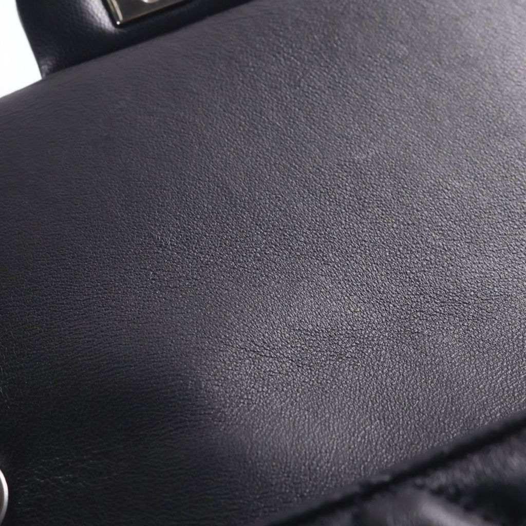 Chanel Mini Quilted 20 Lambskin Single Flap Chain Bag Silver Black — view 7
