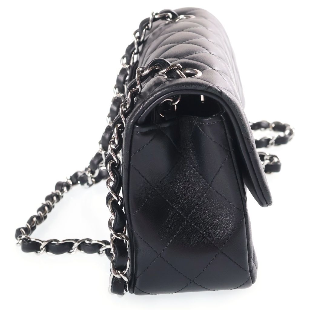 Chanel Mini Quilted 20 Lambskin Single Flap Chain Bag Silver Black — view 3