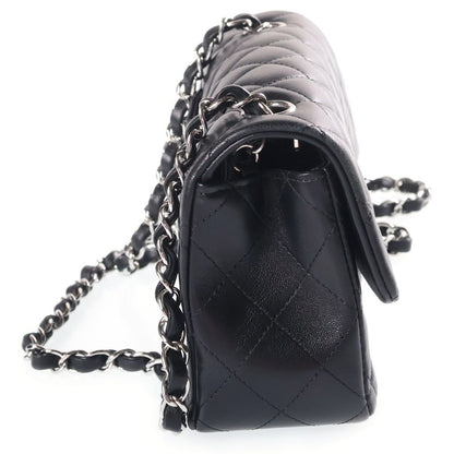 Chanel Mini Quilted 20 Lambskin Single Flap Chain Bag Silver Black — view 3