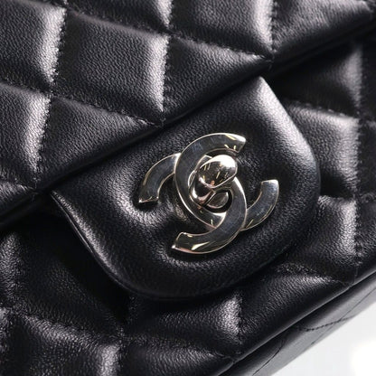 Chanel Mini Quilted 20 Lambskin Single Flap Chain Bag Silver Black — view 6
