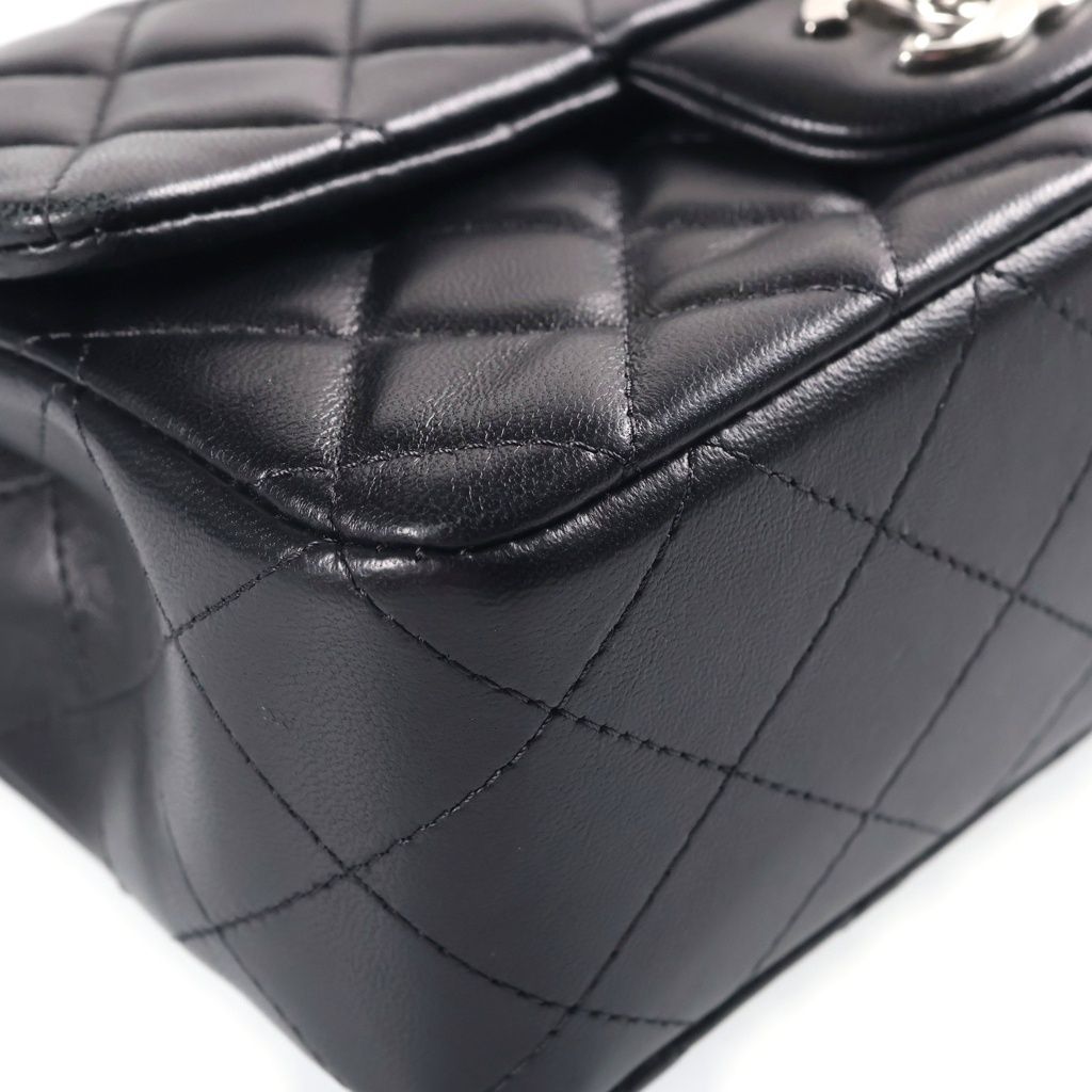 Chanel Mini Quilted 20 Lambskin Single Flap Chain Bag Silver Black — view 5