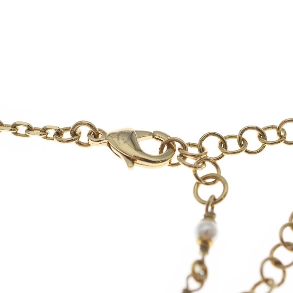 Chanel CC Logo Star Faux Pearl Chain Choker Necklace Gold — view 4