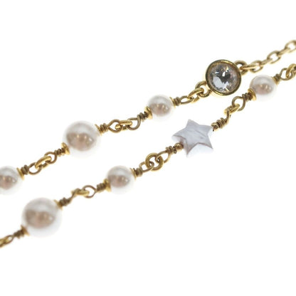 Chanel CC Logo Star Faux Pearl Chain Choker Necklace Gold — view 5