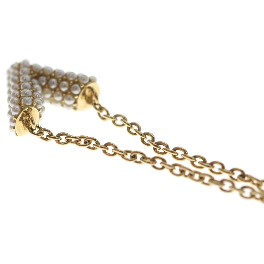 Louis Vuitton Collier Essential V Perlee Logo Pearl Chain Necklace Gold — view 5