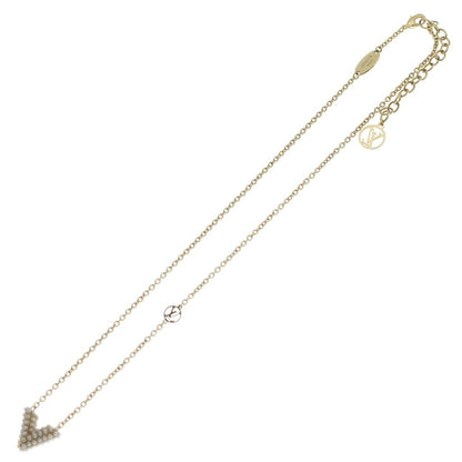 Louis Vuitton Collier Essential V Perlee Logo Pearl Chain Necklace Gold — view 2