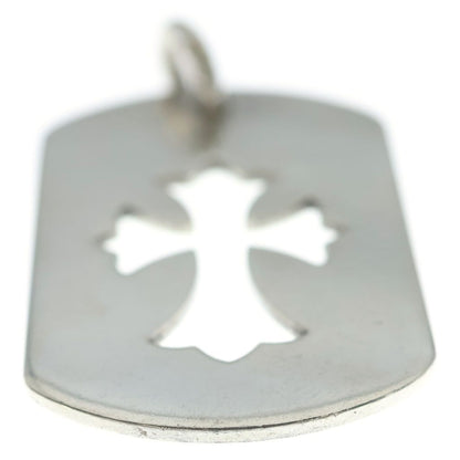 Chrome Hearts Cutout Large CO Cross Dog Tag Pendant Silver — view 5