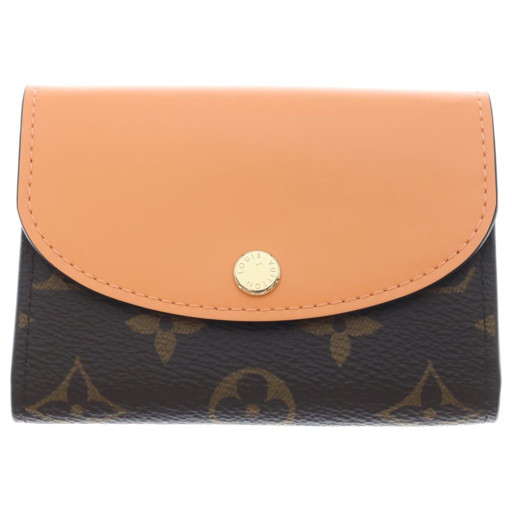 Louis Vuitton Monogram Porte Monnaie Rosalie Compact Wallet Brown Orange Leather