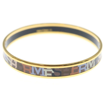 Hermes Enamel Logo Bangle Bracelet Gold Black — view 2