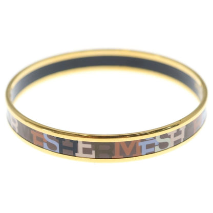 Hermes Enamel Logo Bangle Bracelet Gold Black — view 4