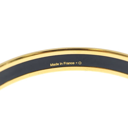 Hermes Enamel Logo Bangle Bracelet Gold Black — view 6