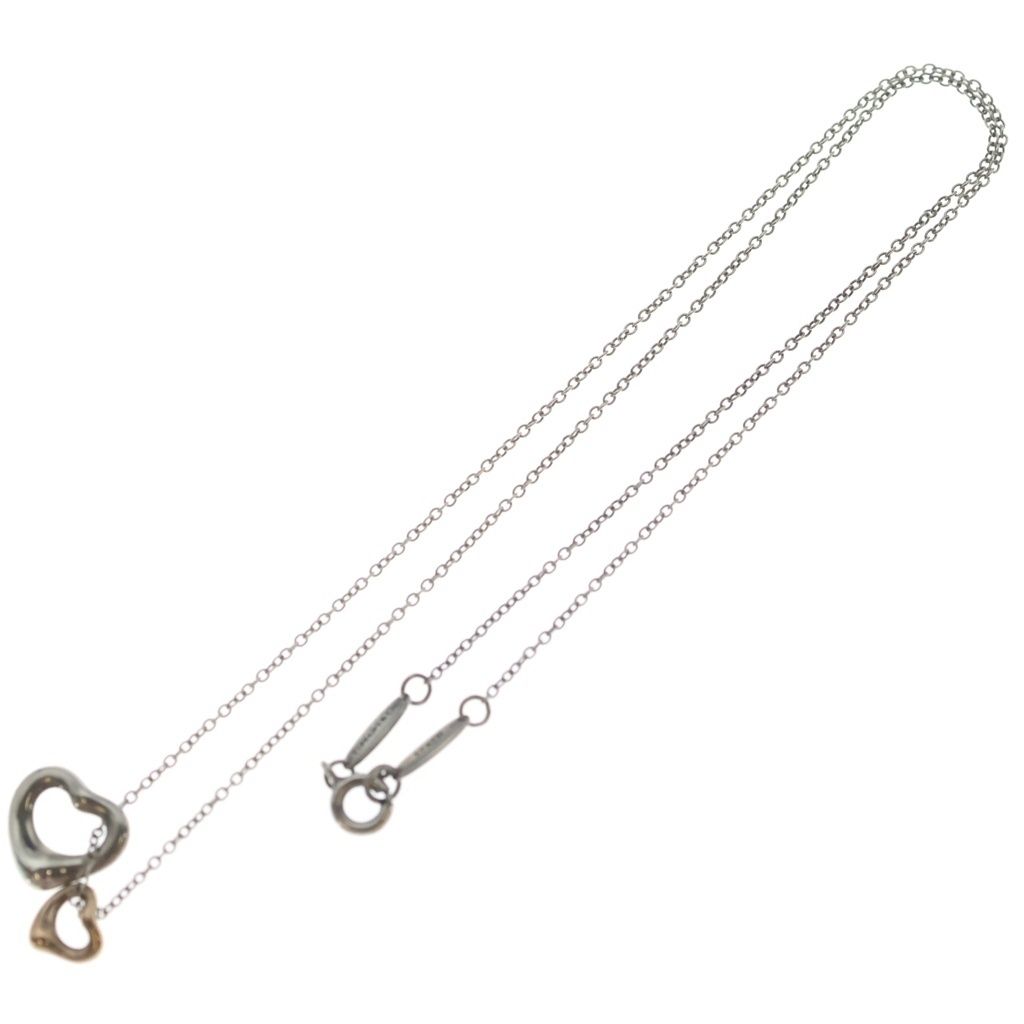 Tiffany & Co Elsa Peretti Double Open Heart Necklace Pink Gold — view 2