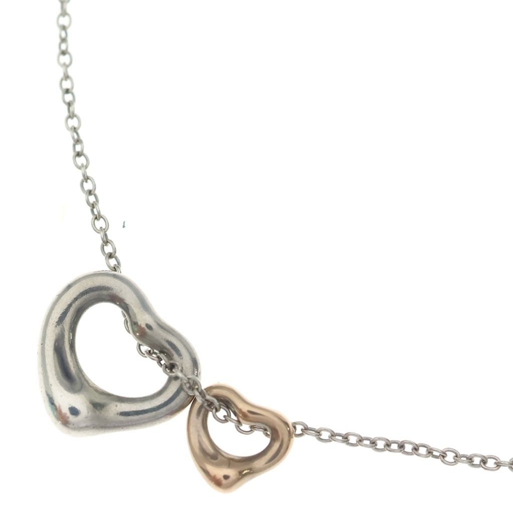 Tiffany & Co Elsa Peretti Double Open Heart Necklace Pink Gold