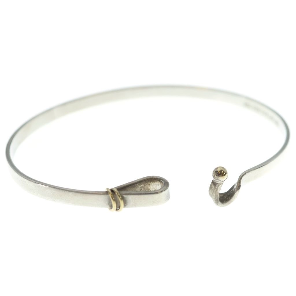 Tiffany & Co Hook and Eye Bangle 750 Yellow Gold Bracelet Silver — view 6