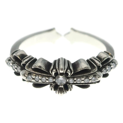 Chrome Hearts Baby P D Classic Double Floral Cross Pave Diamond Ring Silver
