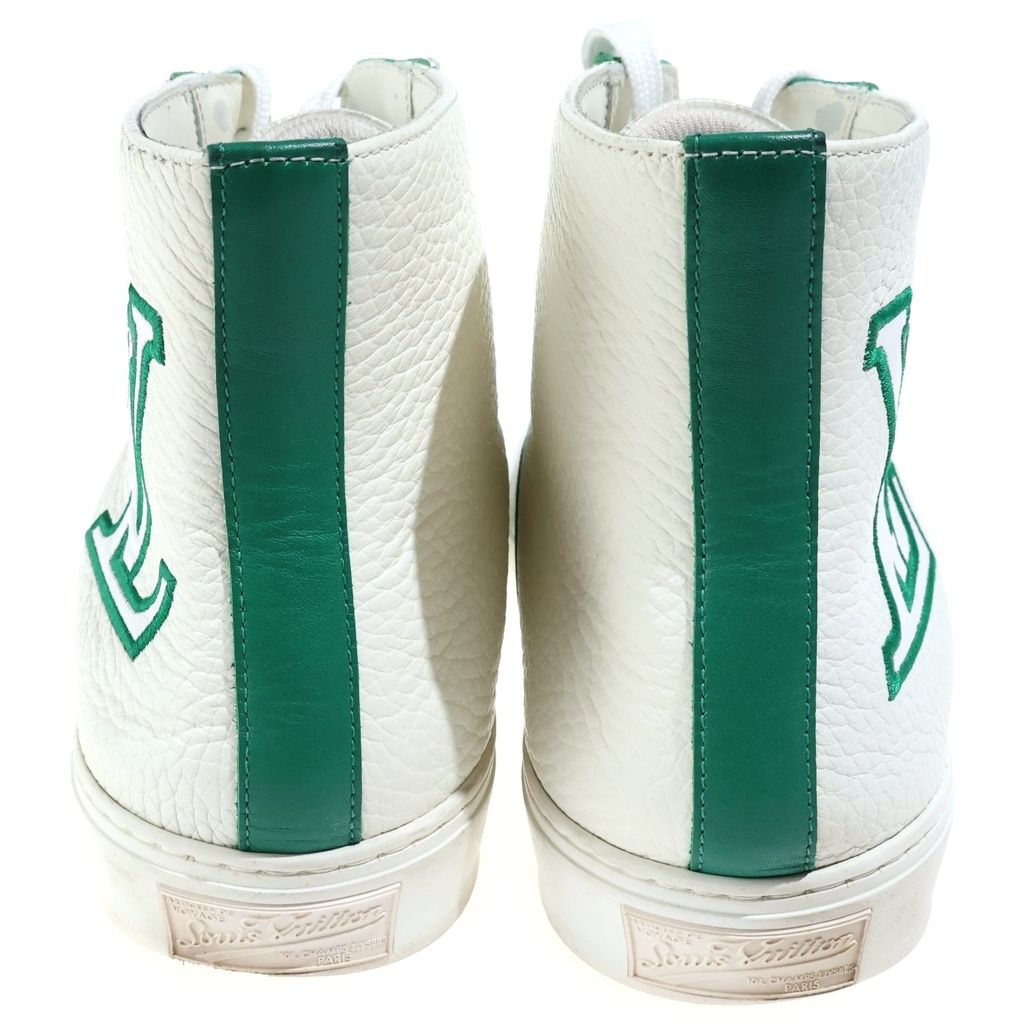 Louis Vuitton Tattoo Line LV Embroidery Leather High Top Sneakers White Green — view 3