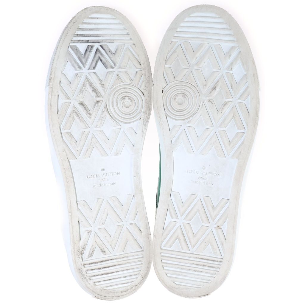 Louis Vuitton Tattoo Line LV Embroidery Leather High Top Sneakers White Green — view 5