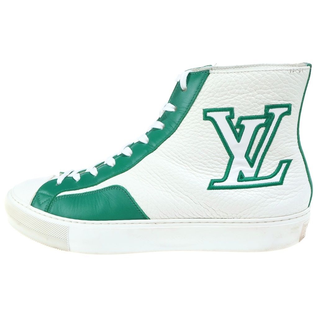 Louis Vuitton Tattoo Line LV Embroidery Leather High Top Sneakers White Green