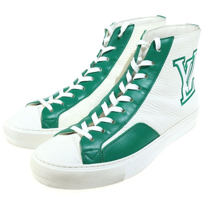Louis Vuitton Tattoo Line LV Embroidery Leather High Top Sneakers White Green — view 2