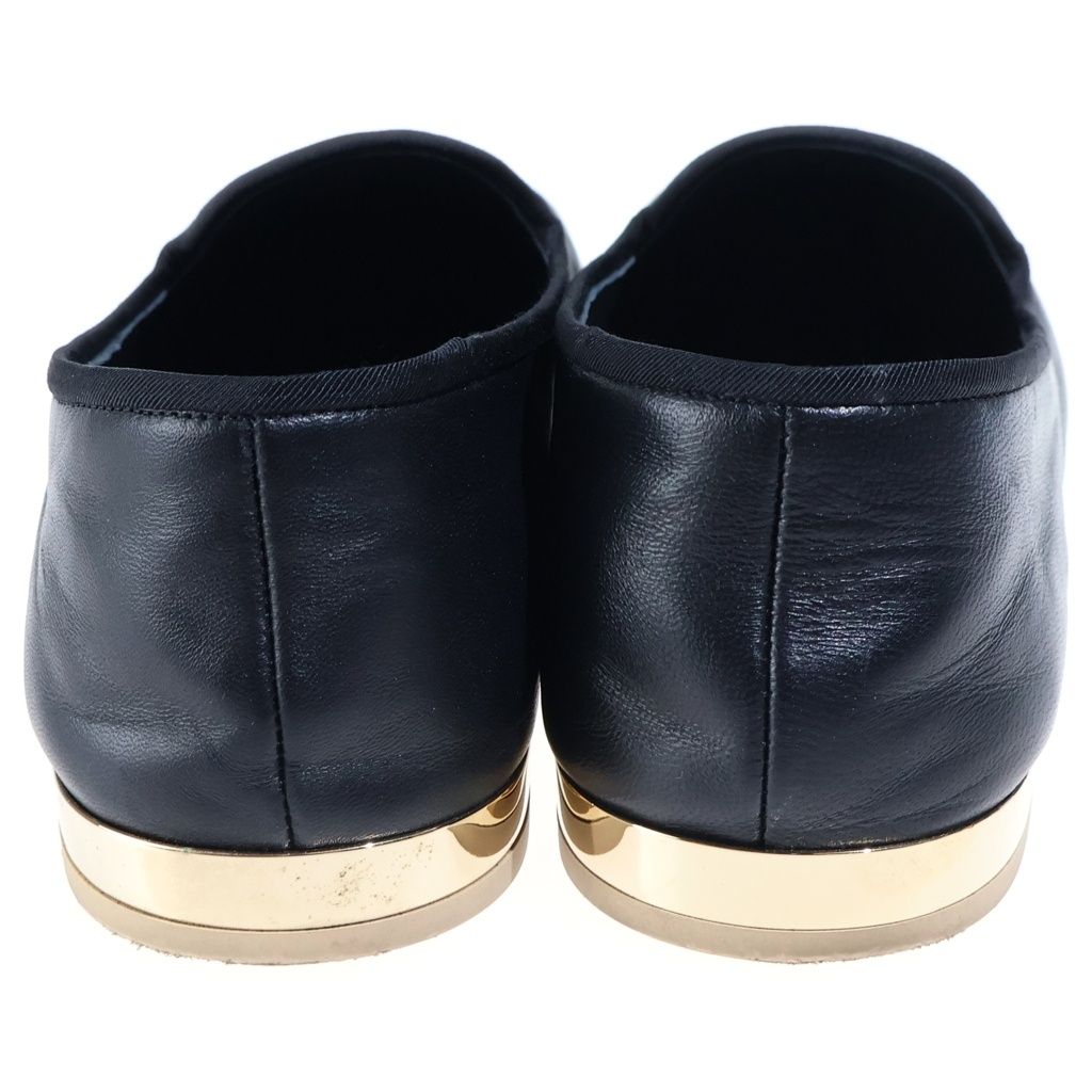 Chanel CC Logo Leather Opera Flat Shoes Black — view 3