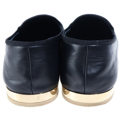 Chanel CC Logo Leather Opera Flat Shoes Black — view 3