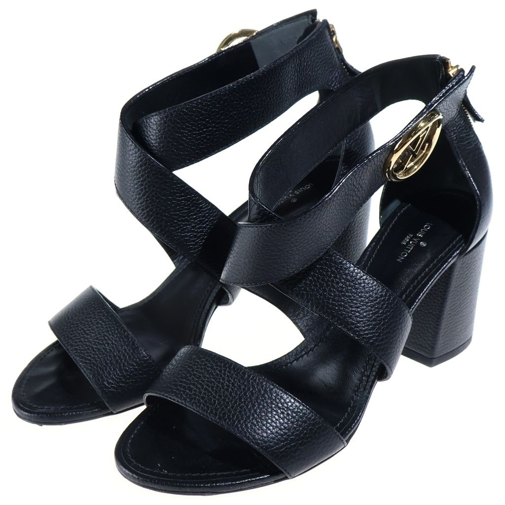 Louis Vuitton Horizon Line Sandals LV Mark Black Leather