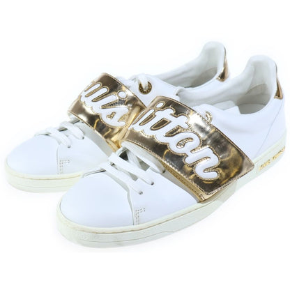Louis Vuitton Front Row Line Logo Velcro Sneakers White Gold White — view 2