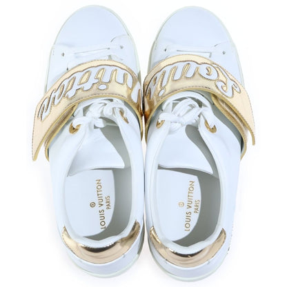 Louis Vuitton Front Row Line Logo Velcro Sneakers White Gold White — view 4